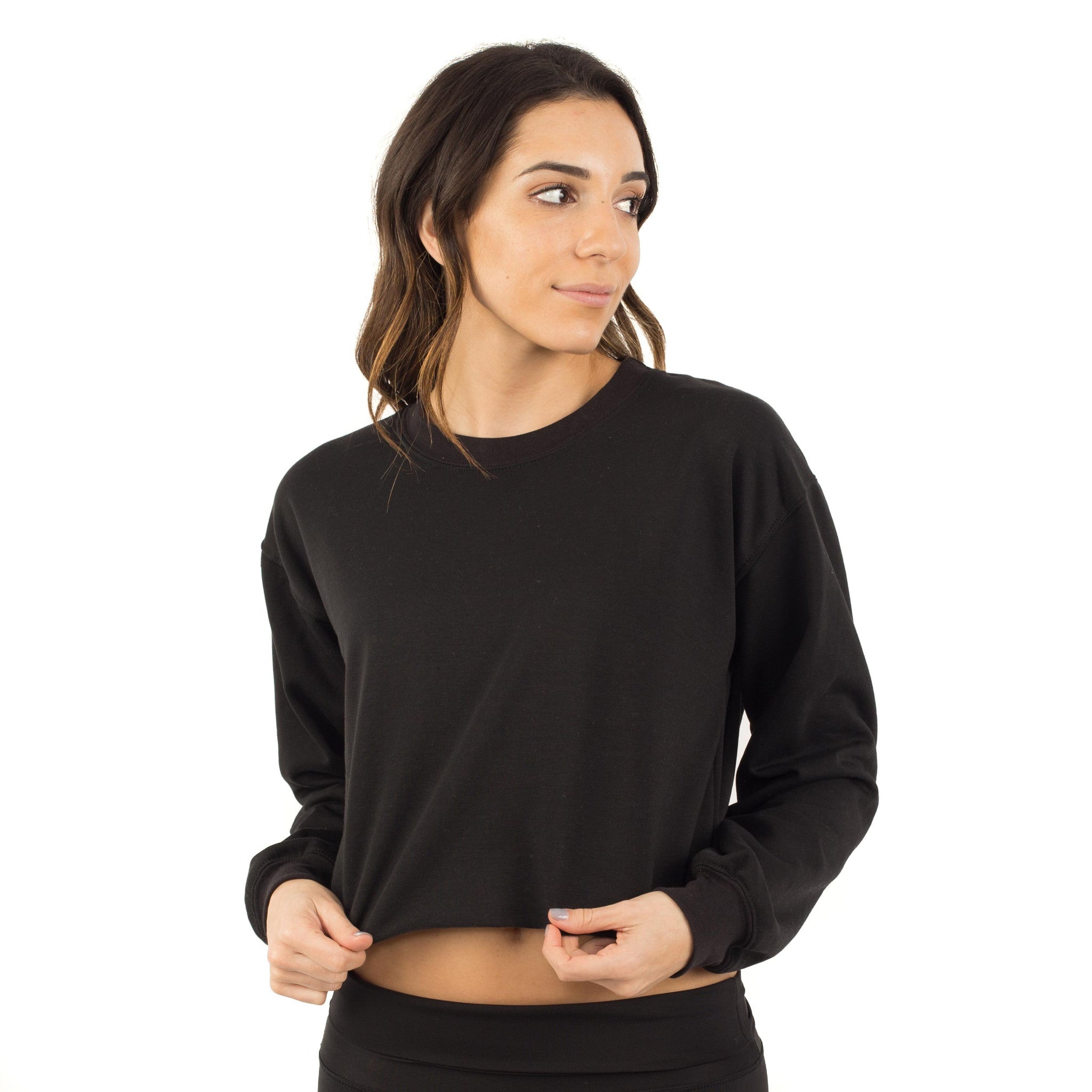 6035 - CLOSEOUT Women's Cropped Fleece Crew Neck Sweatshirt