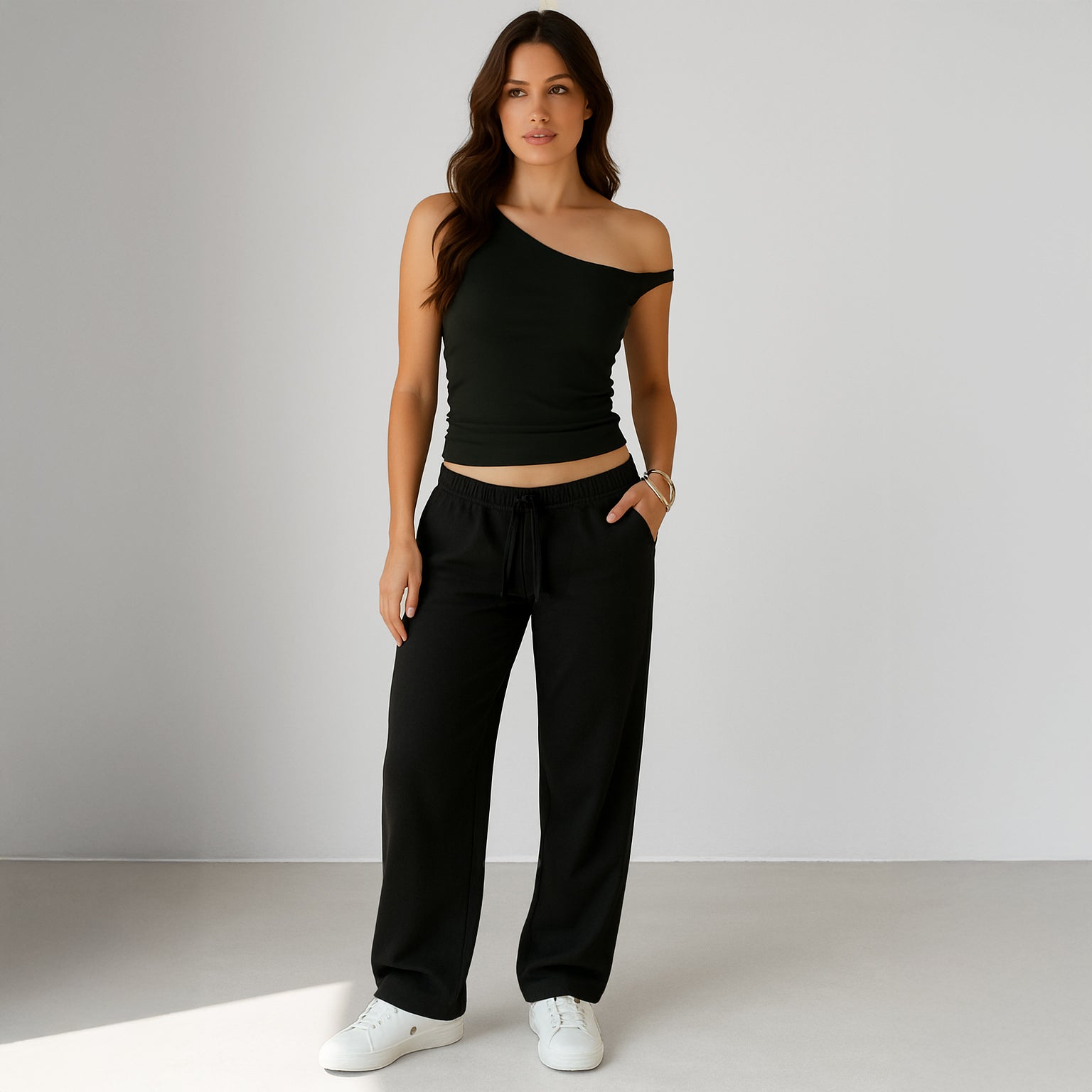 0896 - Women's One Shoulder Asymmetrical Tank