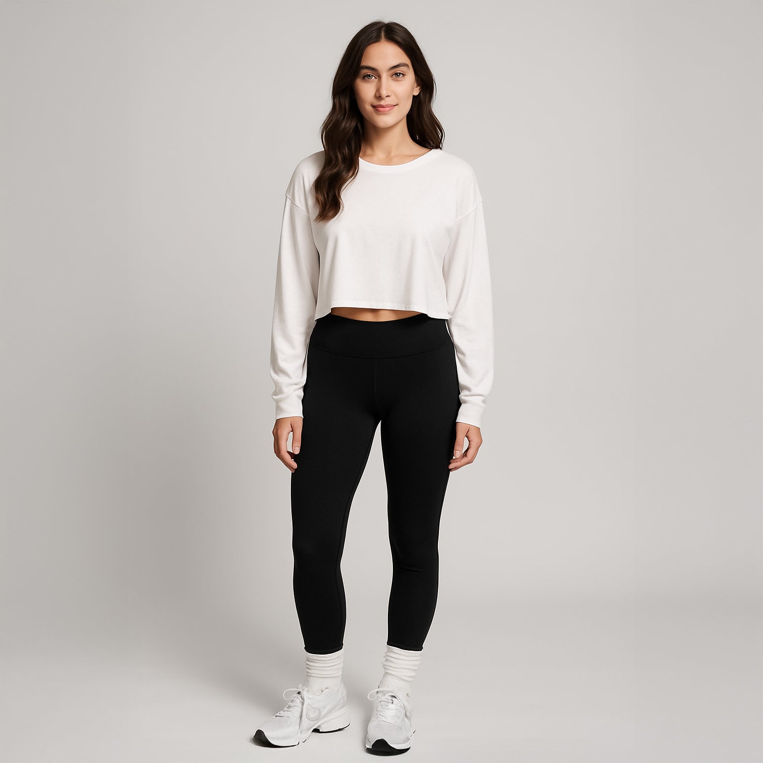 6045 - Women's Cropped Long Sleeve Tee